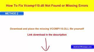 How To Fix VCOMP110.DLL Not Found or Missing Errors in Windows 10 | The Witcher 3