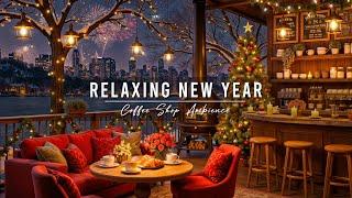 New Year's Eve Ambience  Cozy Winter Coffee Shop with Relaxing Jazz Instrumental Music & Fireworks