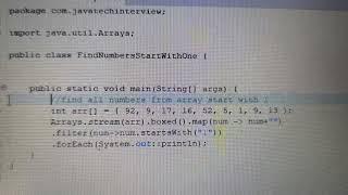 find all elements from array start with 1 using java8@javatechinterview #java8stream #java #java8