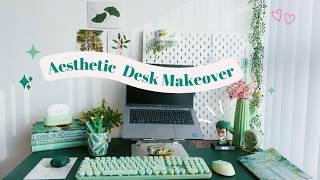 Aesthetic DESK MAKEOVER | my *dream* desk setup for 2025 | green, cozy and productive