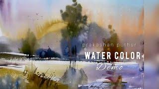 Abstract landscape |Water color painting tutorial | Prakashan Puthur