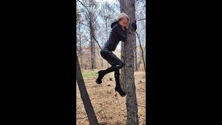 MODIFIED METAL HEELS with SPIKES CLIMBS TREES  !