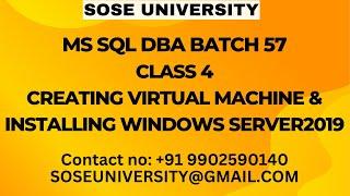 Batch57 Sql DBA Class4 Creating VirtualMachine & Installing Windows Server2019 ||Call +91 9902590140