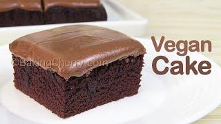 CREAMY AND MOIST VEGAN CHOCOLATE CAKE | No Eggs, no butter, no milk | Easy Dessert | Baking Cherry