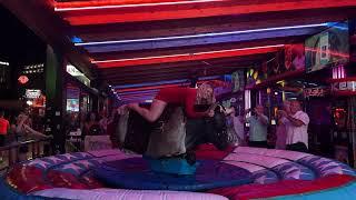 WATCH THIS!  Pretty Girl EPIC FAIL on a Mechanical Bull in Benidorm! Spain 4K 2024