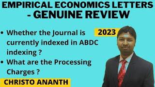 Christo Ananth - Empirical Economics Letters  - ABDC Review - ERA Journal List - ABDC List - English