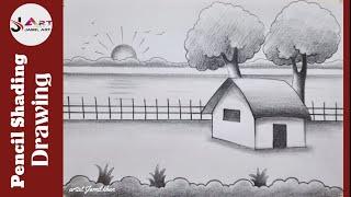 How To Draw Easy Scenery || Pencil Shading Drawing for Beginners - Jamil Art