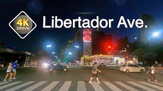 4K DRIVE Buenos Aires ARGENTINA 4K video Libertador at night