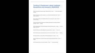 Tooling U Fasteners Latest Updated Questions and Answers 2024 2025