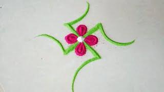 3 Simple swastika rangoli designs | very easy design | rangoli in a minute