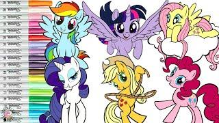 My Little Pony Coloring Book Compilation Mane 6 Rarity Twilight Sparkle Rainbow Dash Pinkie Pie