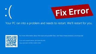 Fix Error Your PC Problem needs to restart