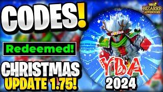 *NEW* All Working CHRISTMAS UPDATE 1.75 CODES FOR YBA! ROBLOX YOUR BIZARRE ADVENTURE CODES