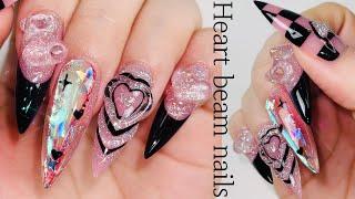 Cute Heart nail art  with Madam Glam / ASMR / Polygel extension