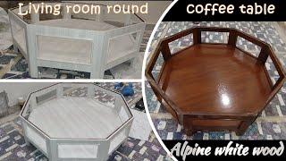 Living room round coffee table - Alpine white wood wrap!!!