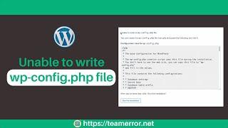 unable to write wp-config.php file | SOLVED