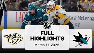 NHL Highlights | Predators vs. Sharks | March 11, 2025