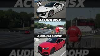 Acura NSX vs Audi RS3 600hp 65mph Roll start Race Motive @ MARYLAND International RACEWAY