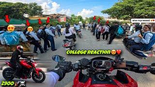 First Day in College With My Kawasaki z900  | Public Reaction on Loud Superbike