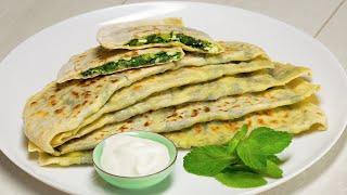 Cottage Cheese & Greens Qutabs. Azerbaijani Cuisine. Recipe by Always Yummy!