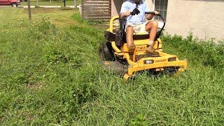 Cub Cadet ZT1 Mows the Overgrown Duplex This Time!