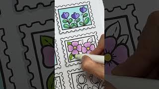 Stamped Flowers │From the  „Flowers - A Cute and Easy Coloring Book“ by Gabi Wolf