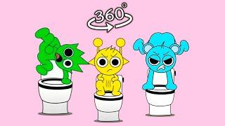 360° VR Sprunki Toilet Postures Poop Animation