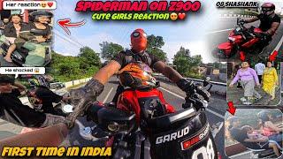 Spiderman Riding Superbike  I Public Reaction on Kawasaki Z900