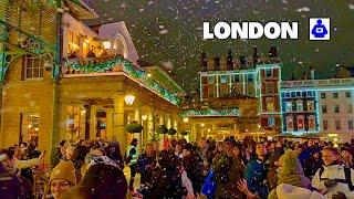 London Christmas Lights Walk  MAYFAIR to ️ Snow in Covent Garden  | Central London Walking Tour