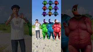Three purple, blue & green Fatty dog vs cute brothers head matching with tu Radha meri main  songs