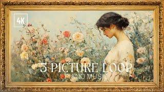 Girl and Flowers: Impressionist gold frame tv art 4k with classic music | tv screensaver