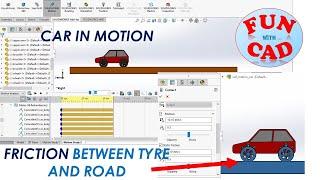 Learn to add friction between TYRE and ROAD for CAR MOTION | SolidWorks Beginner Animation tutorial