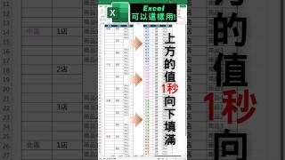 以上方儲存格的值向下填滿,你一定要學起來! #excel技巧 #excel教學 #excel公式 #exceltips #exceltrick #excel函數 #tutorial