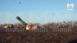 Russian BM-30 Smerch heavy MRLs firing near Kharkiv.