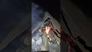 The stove (bonfire) for a cold rainy/snowy season