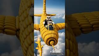 The cat on the banana plane destroyed the apple tank built by the poor dog and his puppy #dog #ai