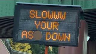 Construction sign has drivers doing double take