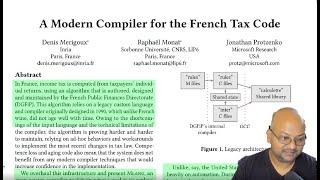 Read a paper: A modern compiler for the French tax code