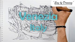 Drawing Venezia Italy || One Line Drawing