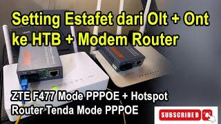 ESTAFET JALUR DARI OLT KE ONT LANJUT  KE HTB MODEM ROUTER