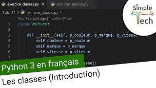 Apprendre Python 3 - 11. Les classes (Introduction) | Programmation orientée objets.