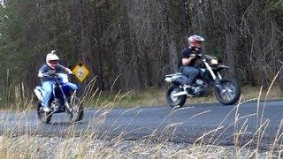 WR250X vs. DRZ400SM Supermoto Drag Race