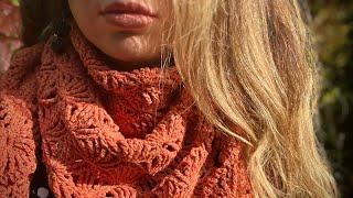 Вяжем потрясающий осенний шарф бактус!  Мастер-класс! How to crochet beautiful scarf baktus