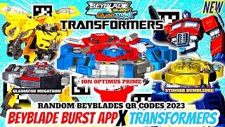 STINGER BUMBLEBEE | ION OPTIMUS PRIME | MEGATRON Premium Beyblade Burst App  Transformers | QR CODES