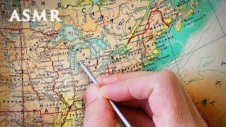 ASMR World's Largest Lakes in Antique 1885 Atlas | Page Flipping