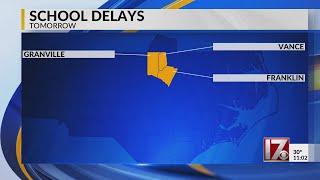 School delays in central North Carolina