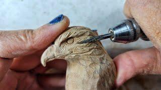 Miniature Mastery: Carving a Wooden Eagle Head