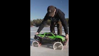 This RC car with razor blade wheels can cut through ice 