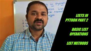 List Basic Operations || List Methods || Lists in Python Programming part 2