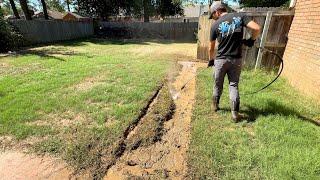 Brick pathway HIDDEN under inches of dirt gets peeled back and uncovered after DECADES